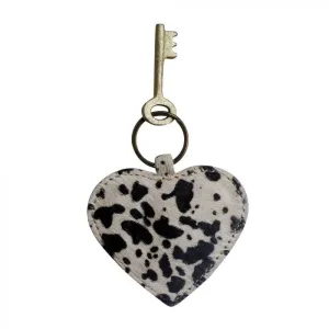 DALMATIAN PRINT HEART SHAPED KEYCHAIN