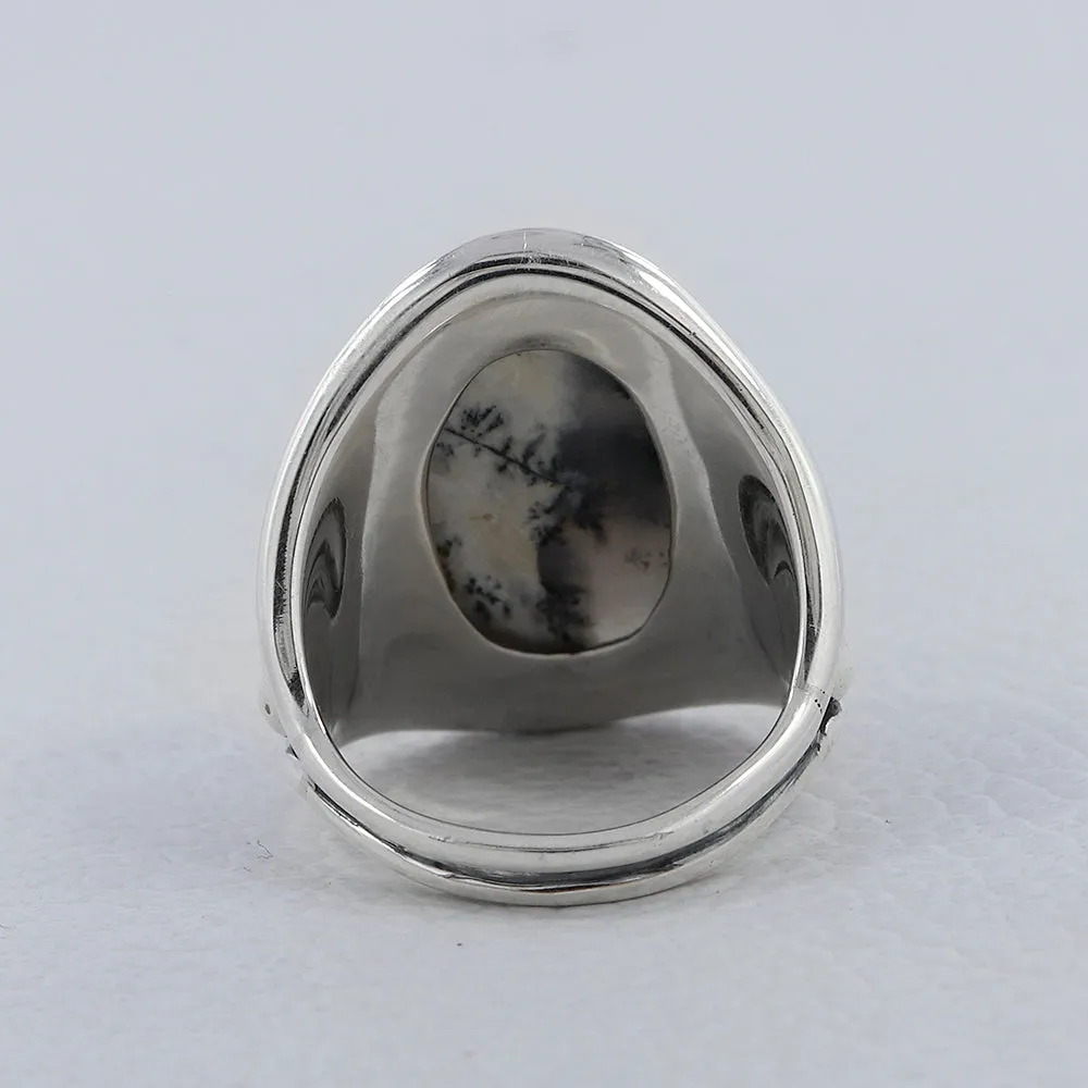 Dendritic Opal Gemstone Silver Designer Ring