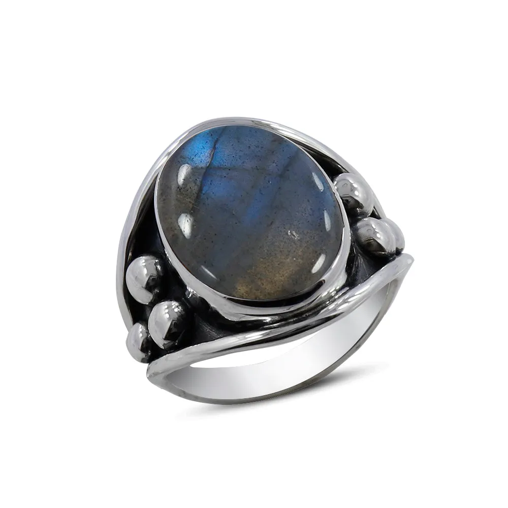 Dendritic Opal Gemstone Silver Designer Ring