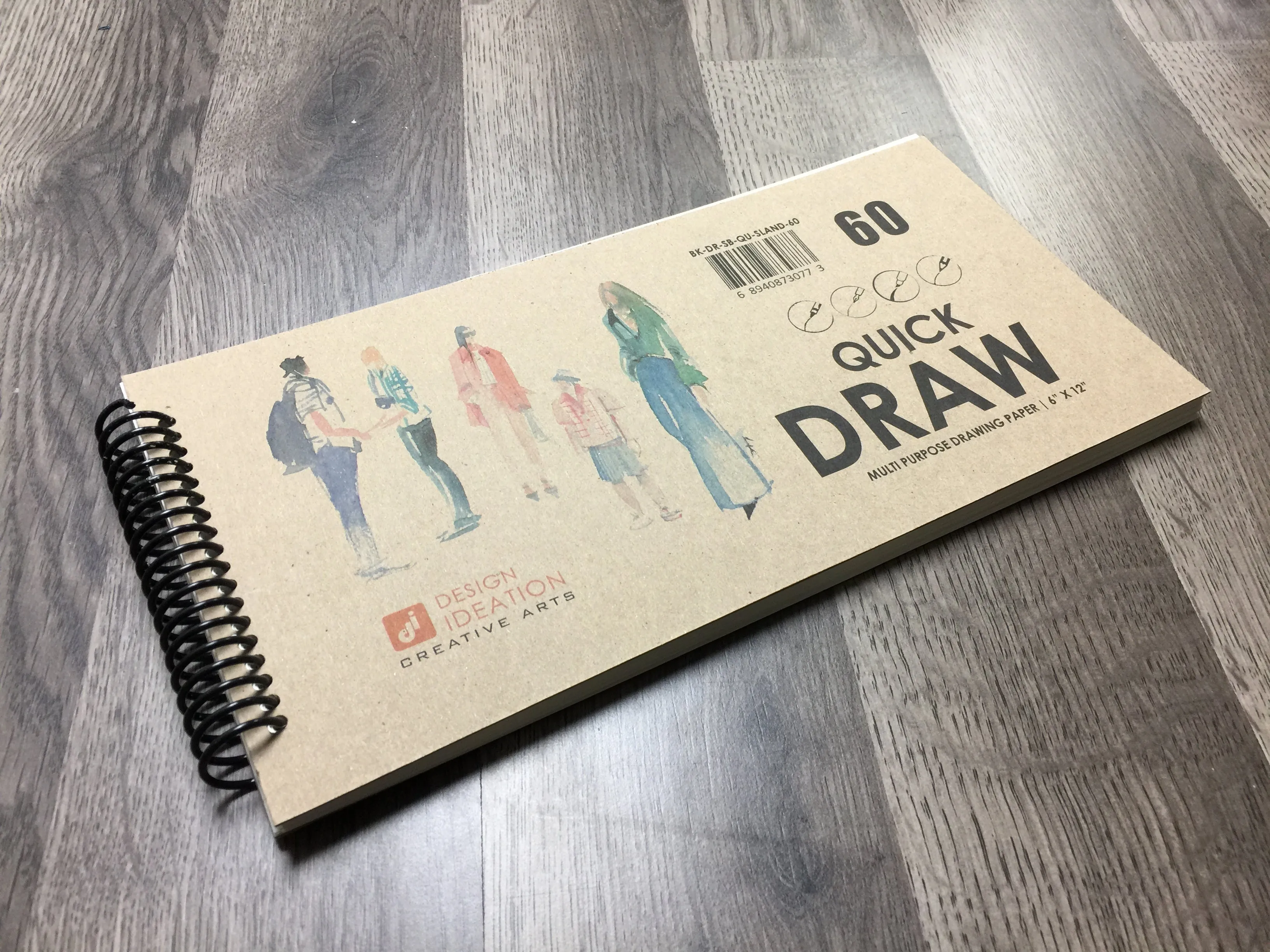 Design Ideation QUICK DRAW Drawing Book : Multi-media Paper Book. (6" x 12") SB-LS