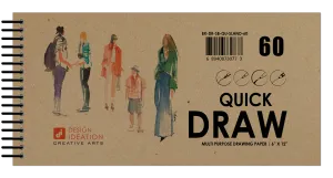 Design Ideation QUICK DRAW Drawing Book : Multi-media Paper Book. (6" x 12") SB-LS