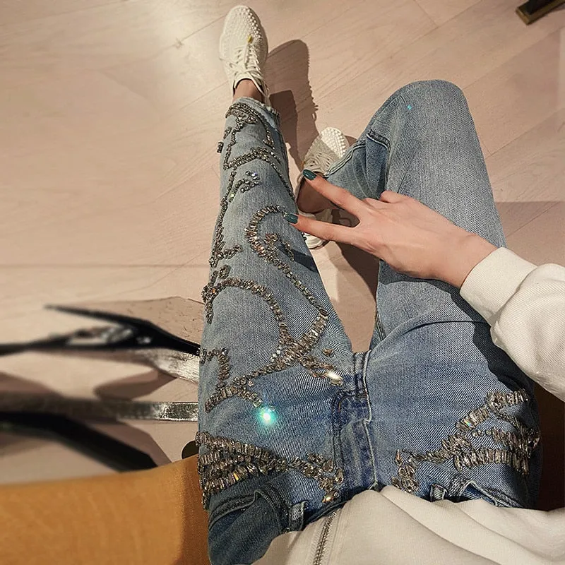 Designer Diamonds Beading Jeans