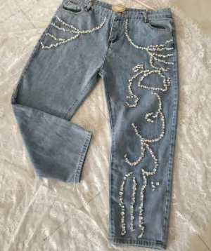 Designer Diamonds Beading Jeans