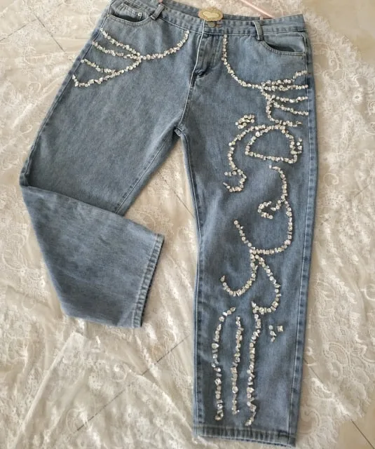 Designer Diamonds Beading Jeans