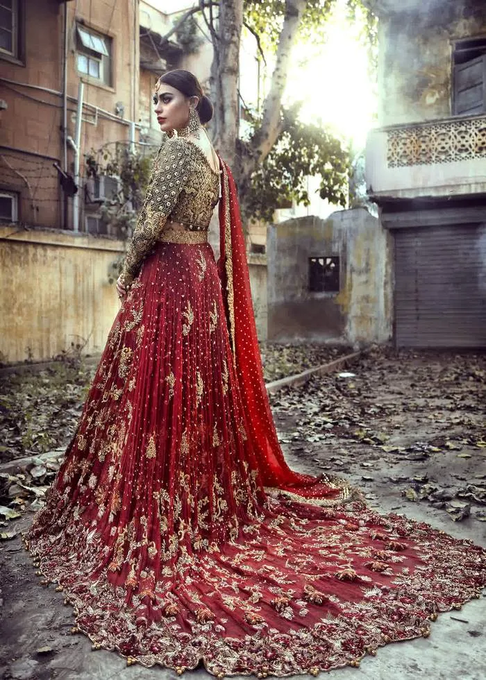 Designer Embroidered Dulhan Wedding Dress in Red #BN1087