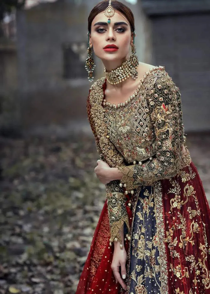 Designer Embroidered Dulhan Wedding Dress in Red #BN1087