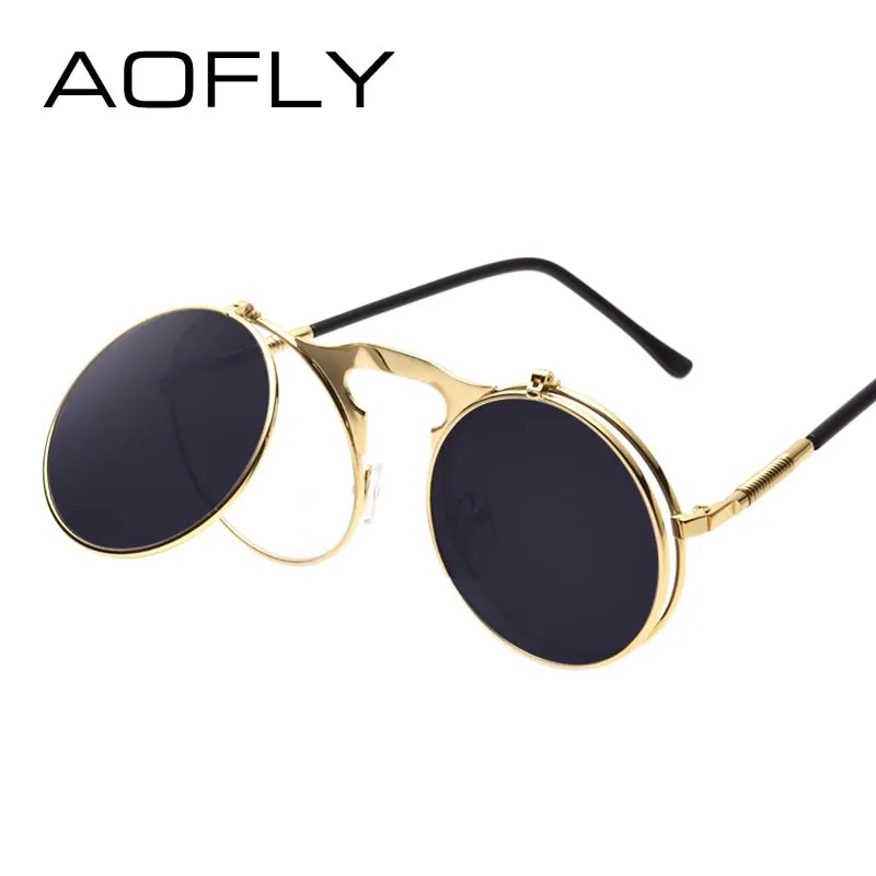 Designer VINTAGE STEAMPUNK Sunglasses round