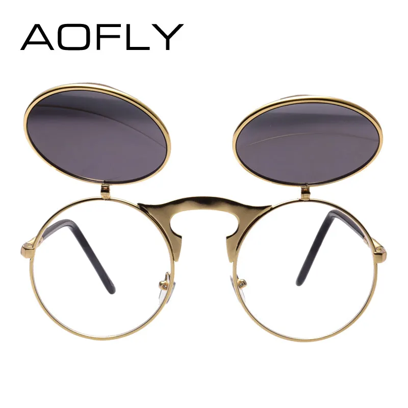 Designer VINTAGE STEAMPUNK Sunglasses round
