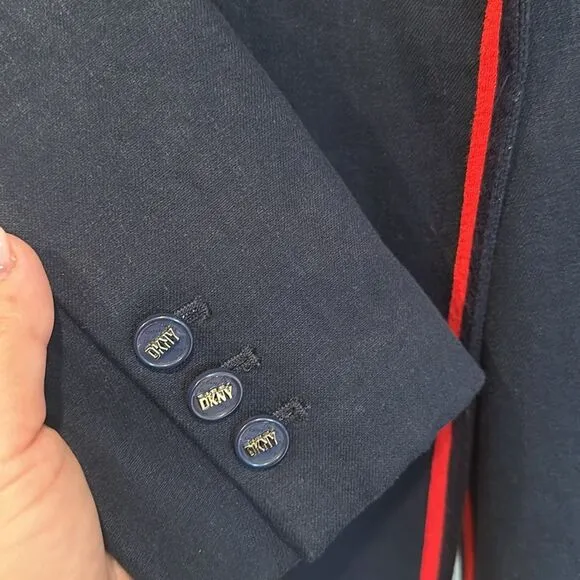 DKNY navy blazer with red piping  Super hot and chic blazer size 6
