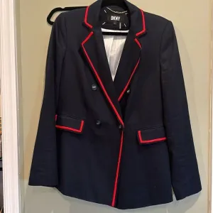 DKNY navy blazer with red piping  Super hot and chic blazer size 6