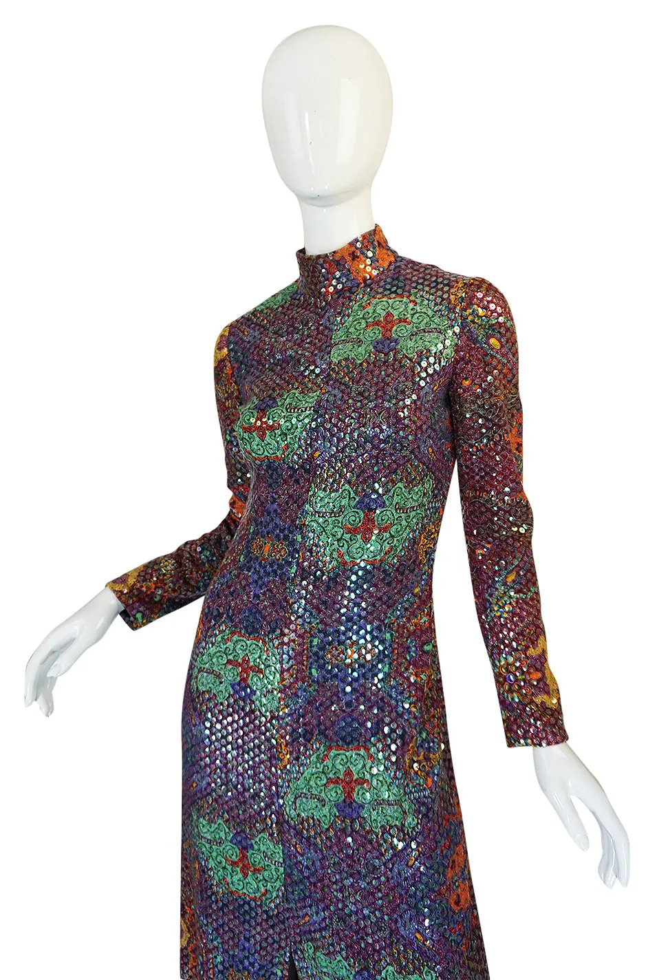 Documented 1971 Malcolm Starr Sequin Covered Dress