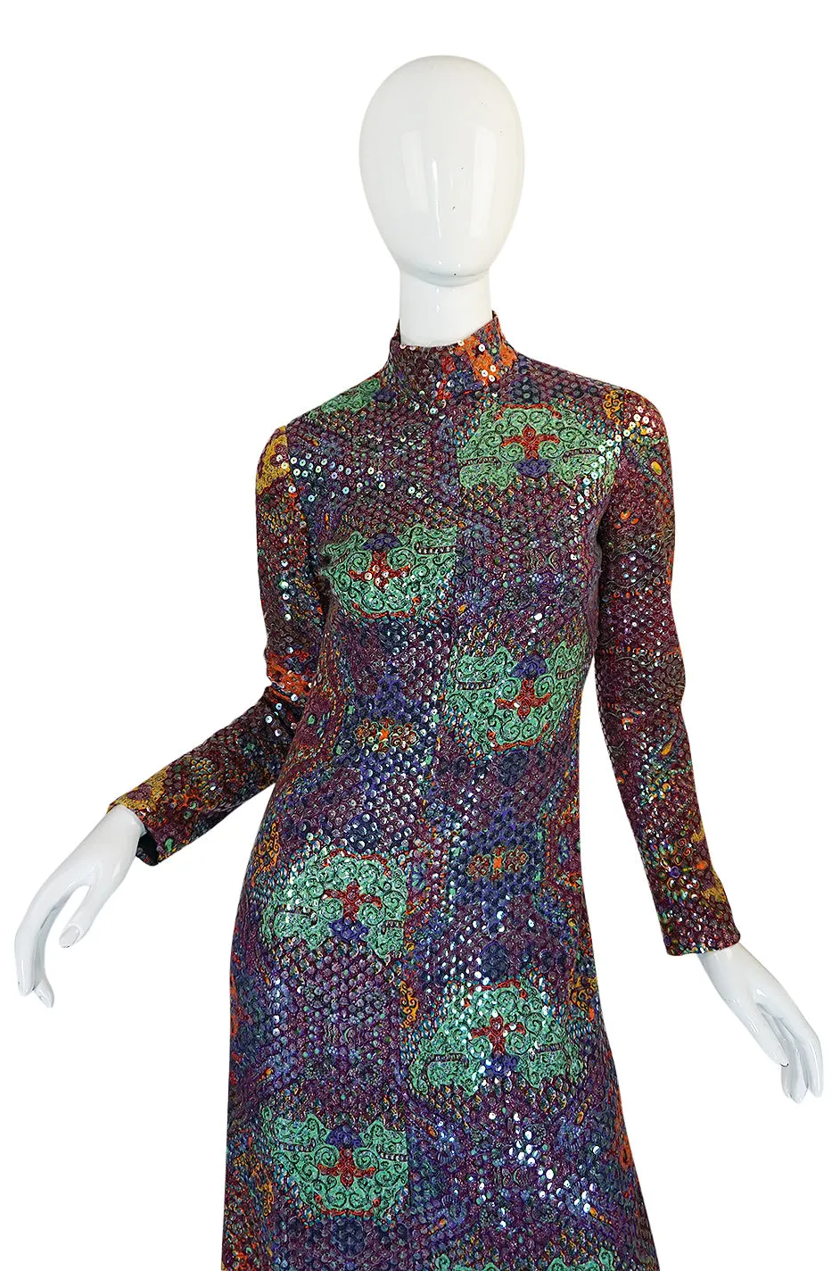 Documented 1971 Malcolm Starr Sequin Covered Dress