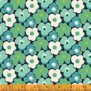 Eden Flower Bump Teal Green Fabric 52810-9 by Sally Kelly for Windham Fabrics