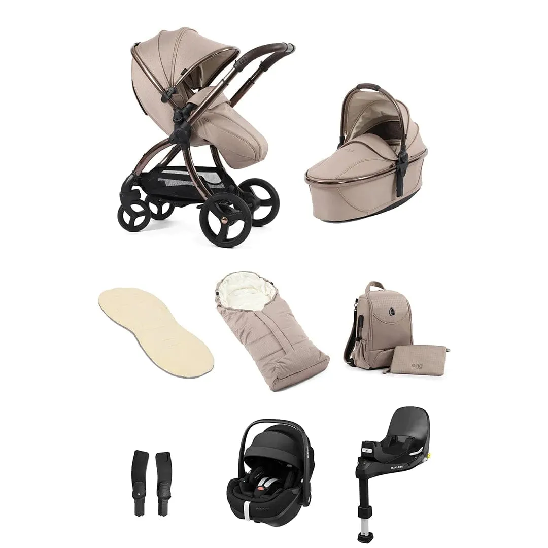 Egg 3 Luxury Pebble 360 PRO 2 Travel System - Houndstooth Almond