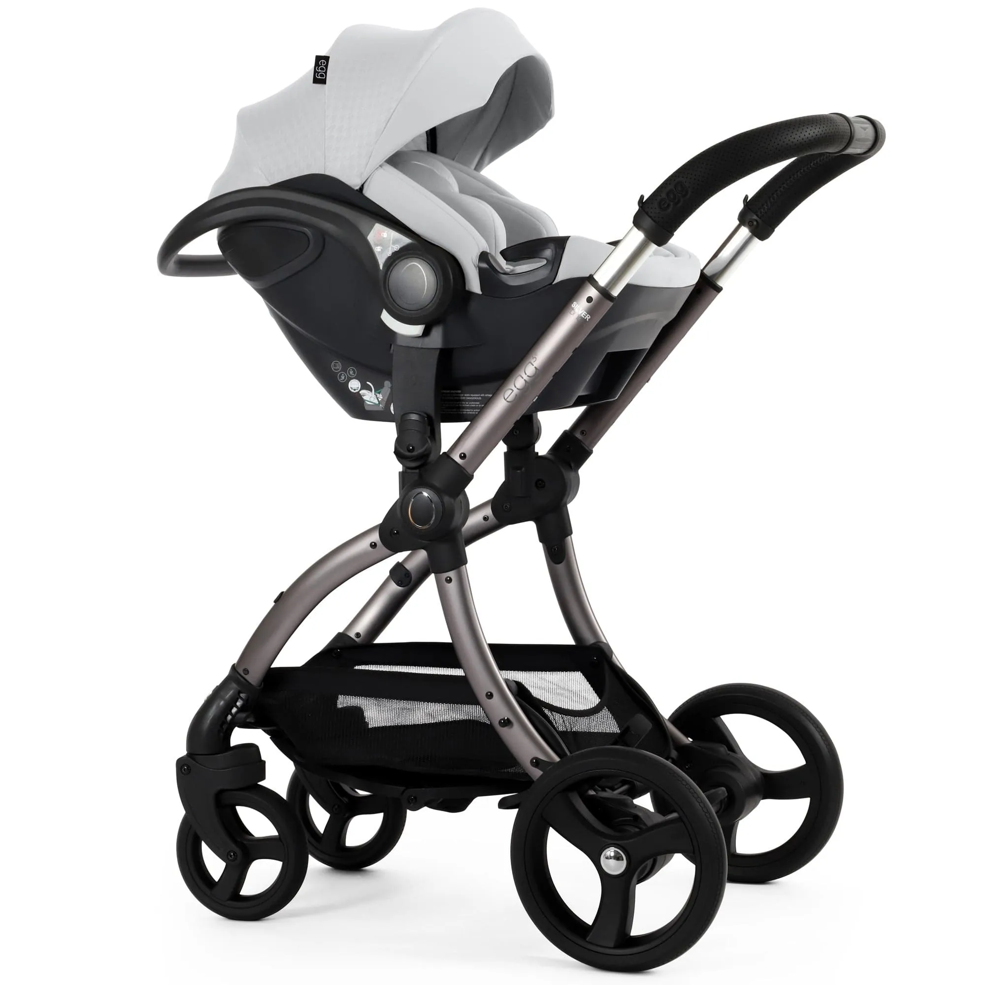 egg3 Luxury Travel System Bundle - Houndstooth Silver