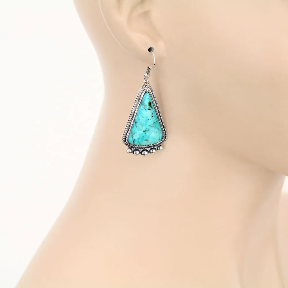 Elite Fashion Stone Triangle Fish Hook Earrings