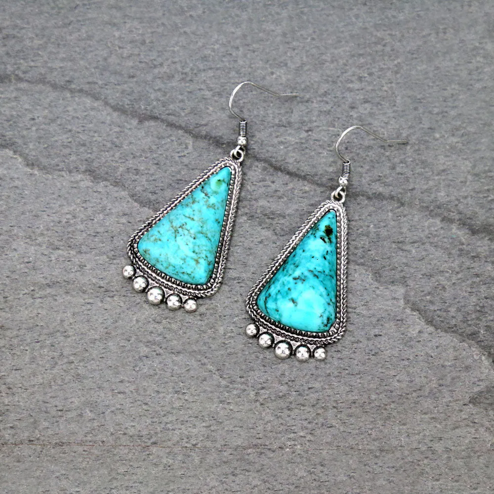 Elite Fashion Stone Triangle Fish Hook Earrings