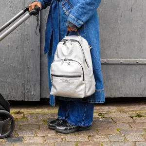 Elwood Vegan Leather Changing Backpack with Change Mat (Silver)