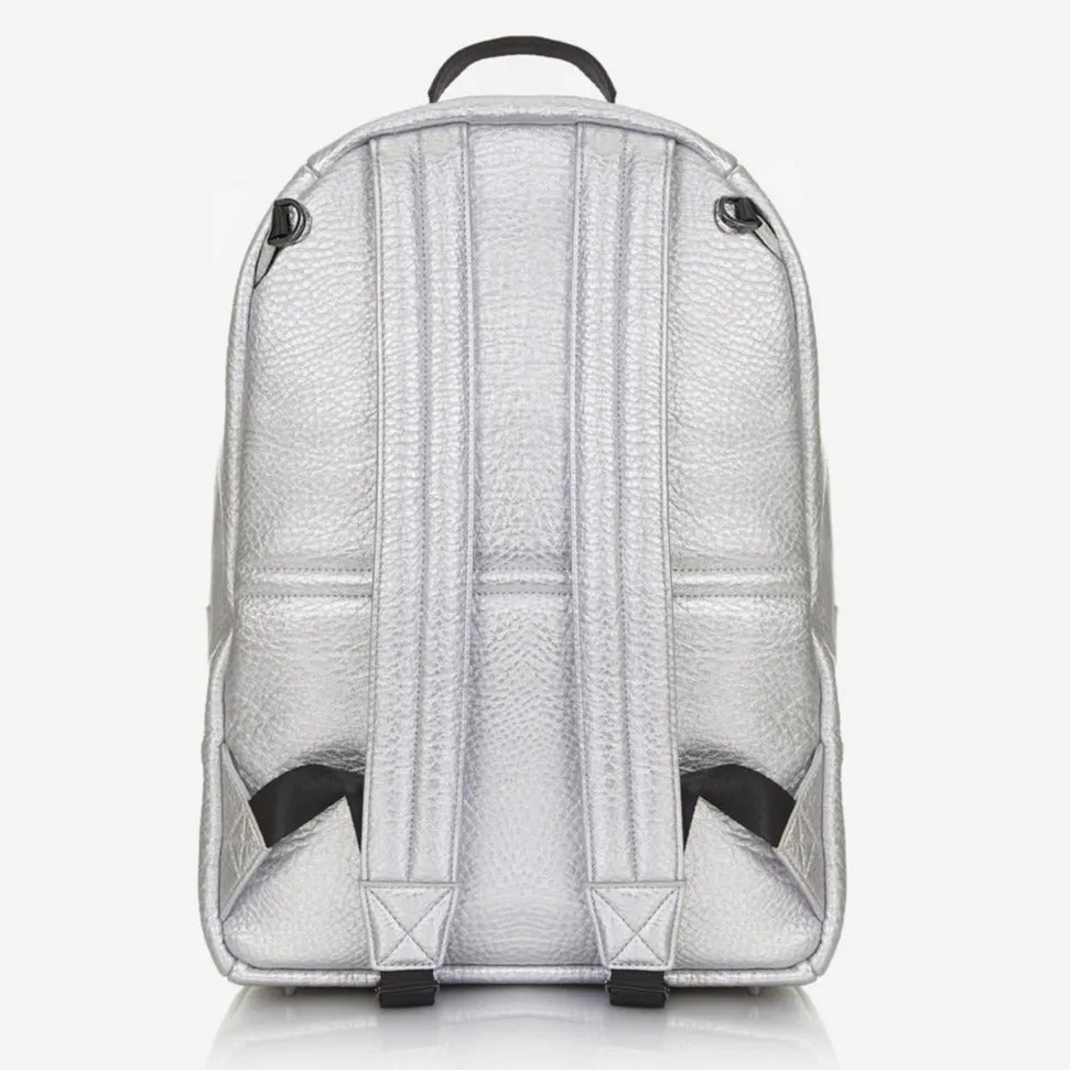 Elwood Vegan Leather Changing Backpack with Change Mat (Silver)