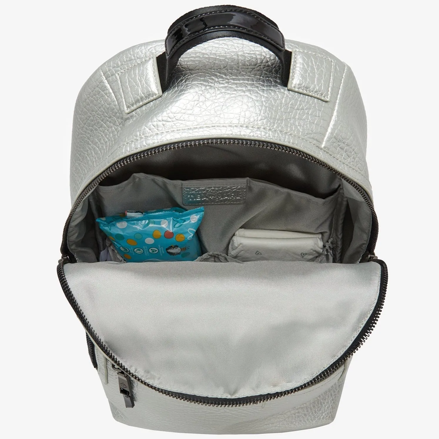 Elwood Vegan Leather Changing Backpack with Change Mat (Silver)