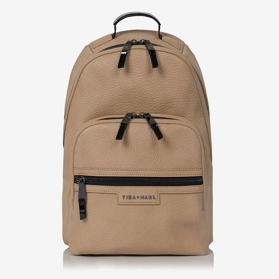 Elwood Vegan Leather Changing Backpack with Change Mat (Taupe)