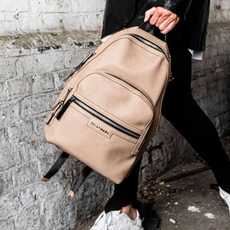 Elwood Vegan Leather Changing Backpack with Change Mat (Taupe)