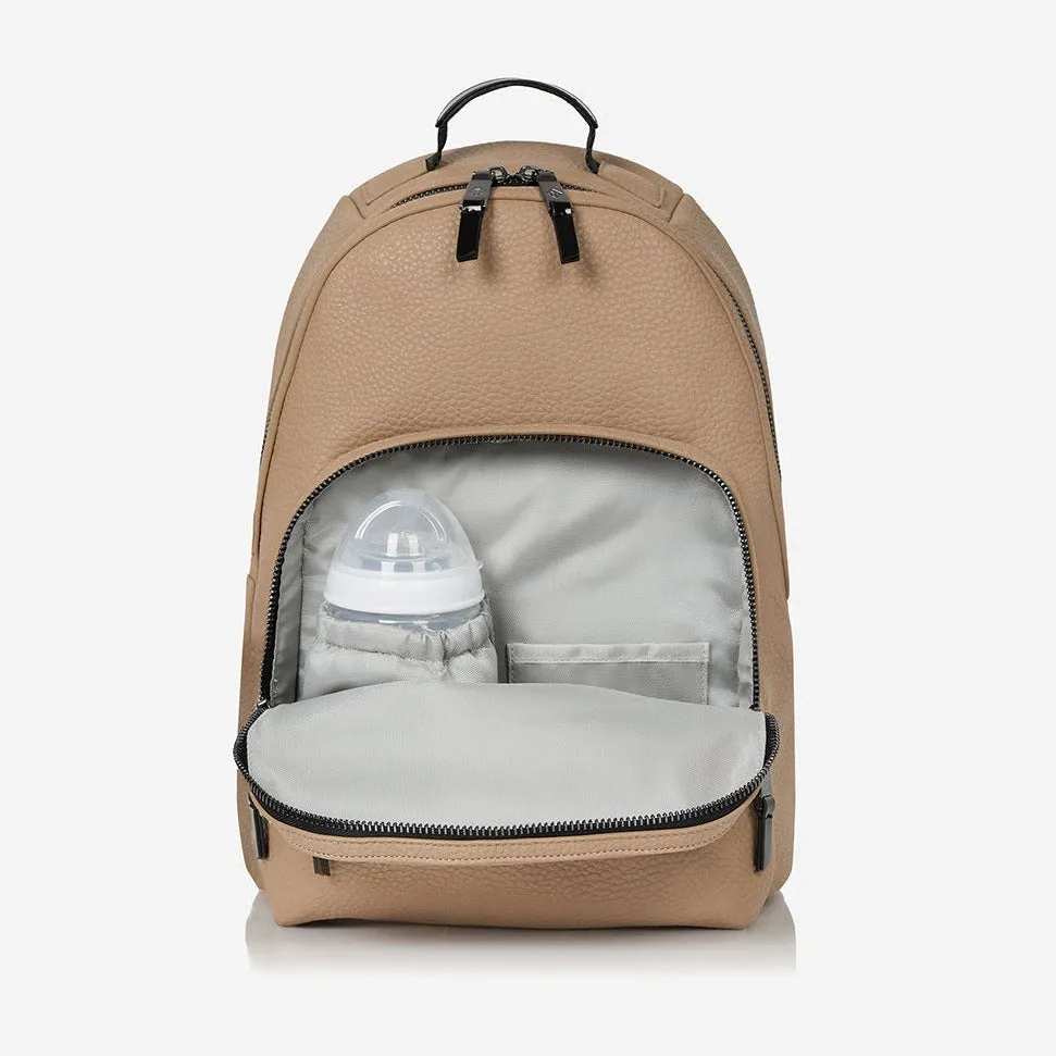 Elwood Vegan Leather Changing Backpack with Change Mat (Taupe)