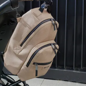 Elwood Vegan Leather Changing Backpack with Change Mat (Taupe)