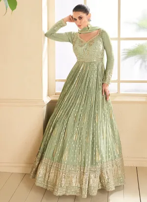 Emerald Green Designer Anarkali Suit with Lavish Embroidery