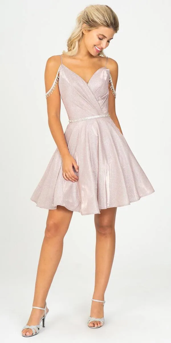 Eureka 9722 V-Neck Cold-Shoulder Homecoming Short Dress