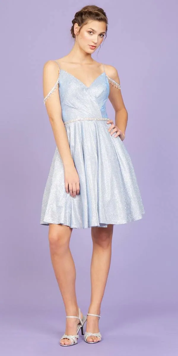 Eureka 9722 V-Neck Cold-Shoulder Homecoming Short Dress