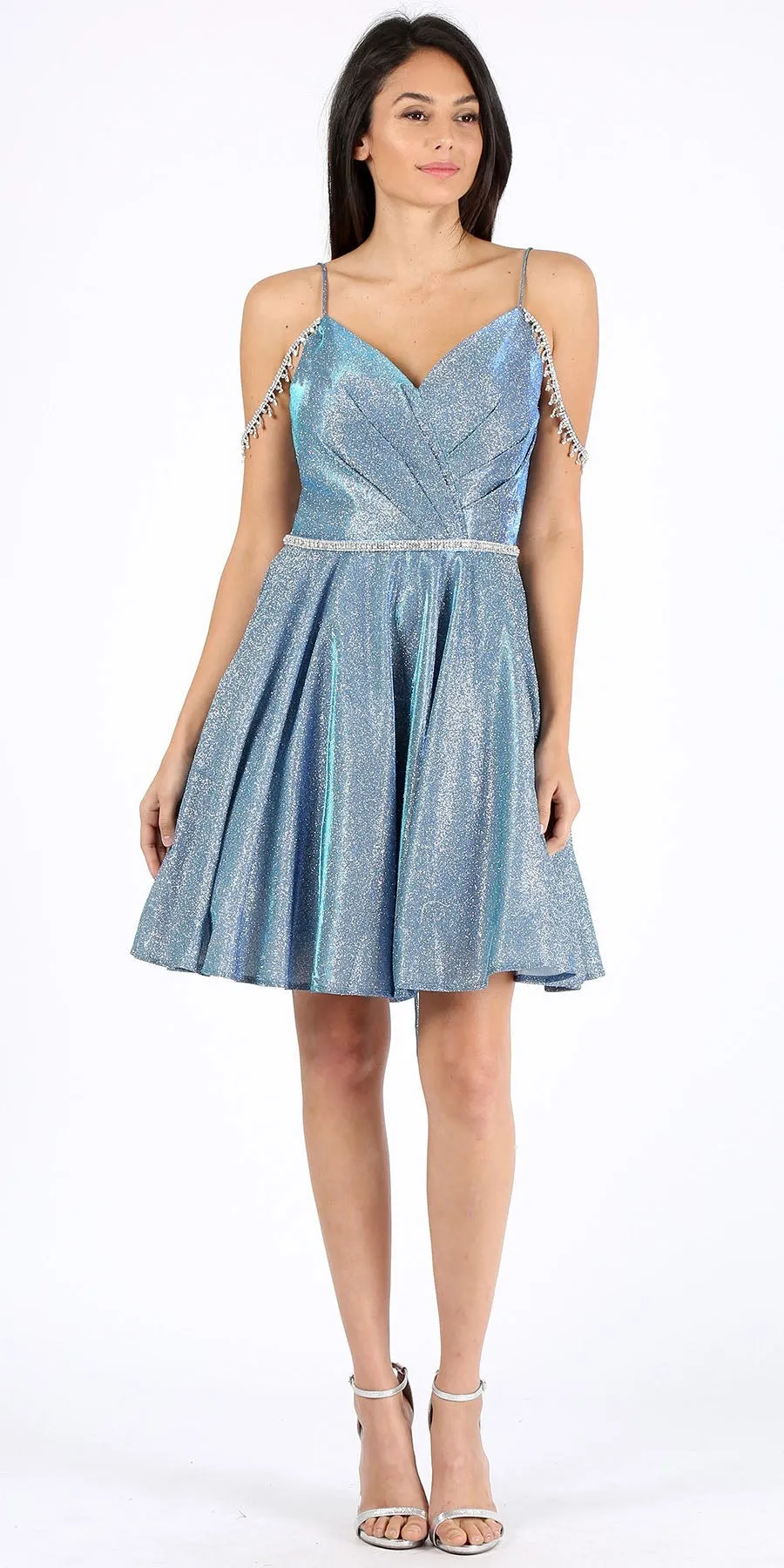 Eureka 9722 V-Neck Cold-Shoulder Homecoming Short Dress