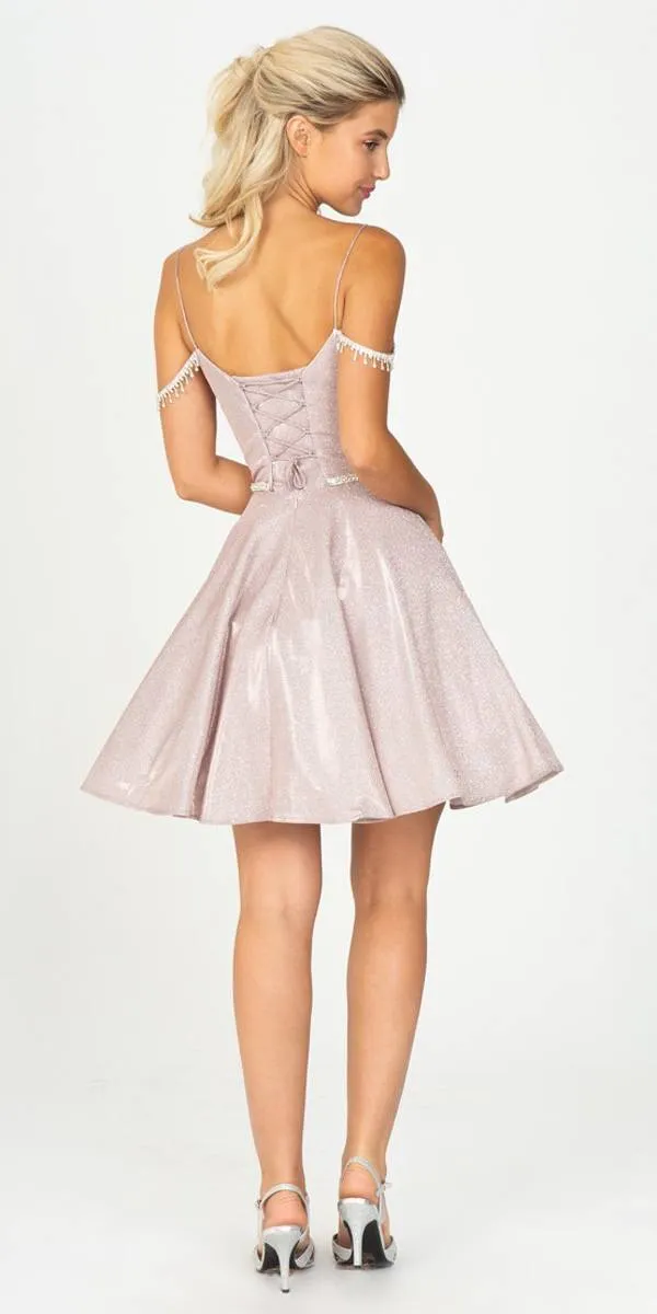 Eureka 9722 V-Neck Cold-Shoulder Homecoming Short Dress