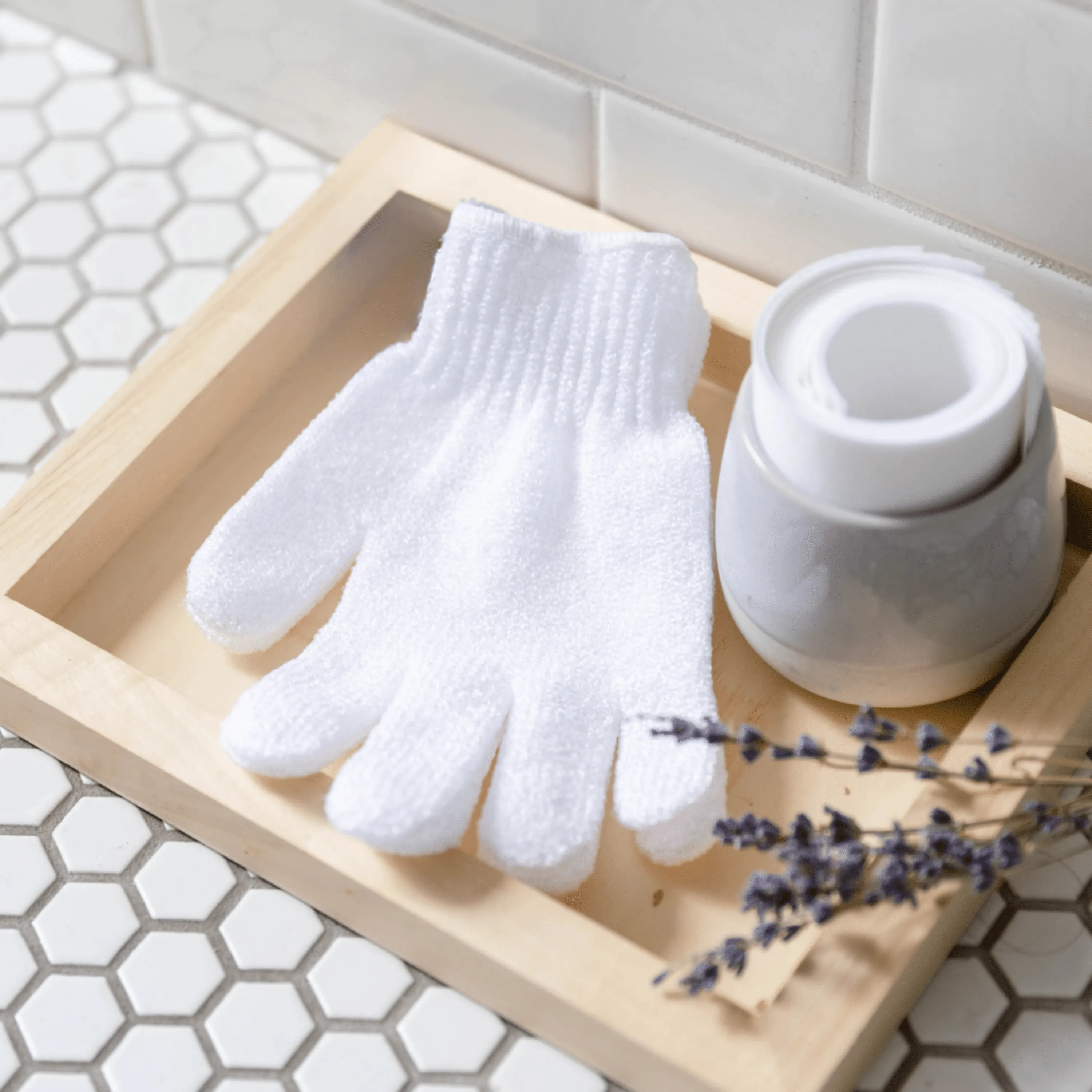 Exfoliating Gloves & Small Vial of Azulene Oil