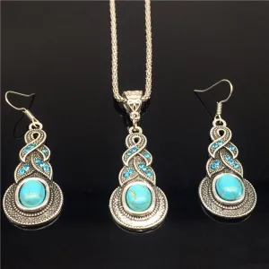 Exquisite Natural Stone Vintage Tibetan Silver Butterfly/Oval Pendant