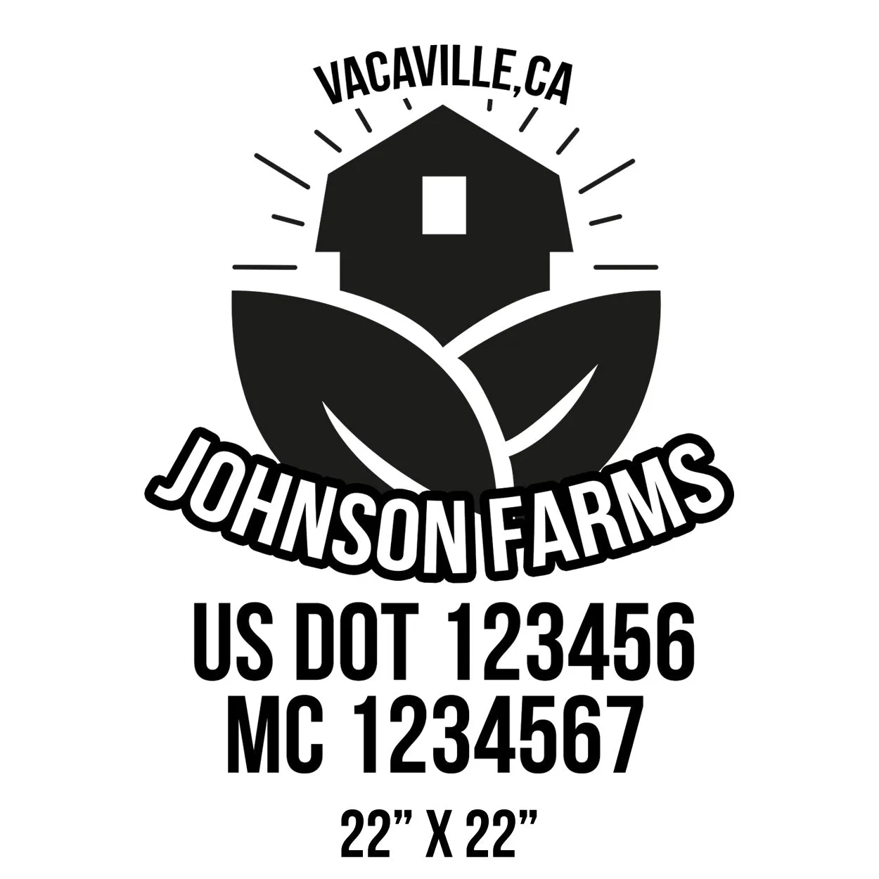 Farm Company Name Truck Decal (USDOT), 2 Pack