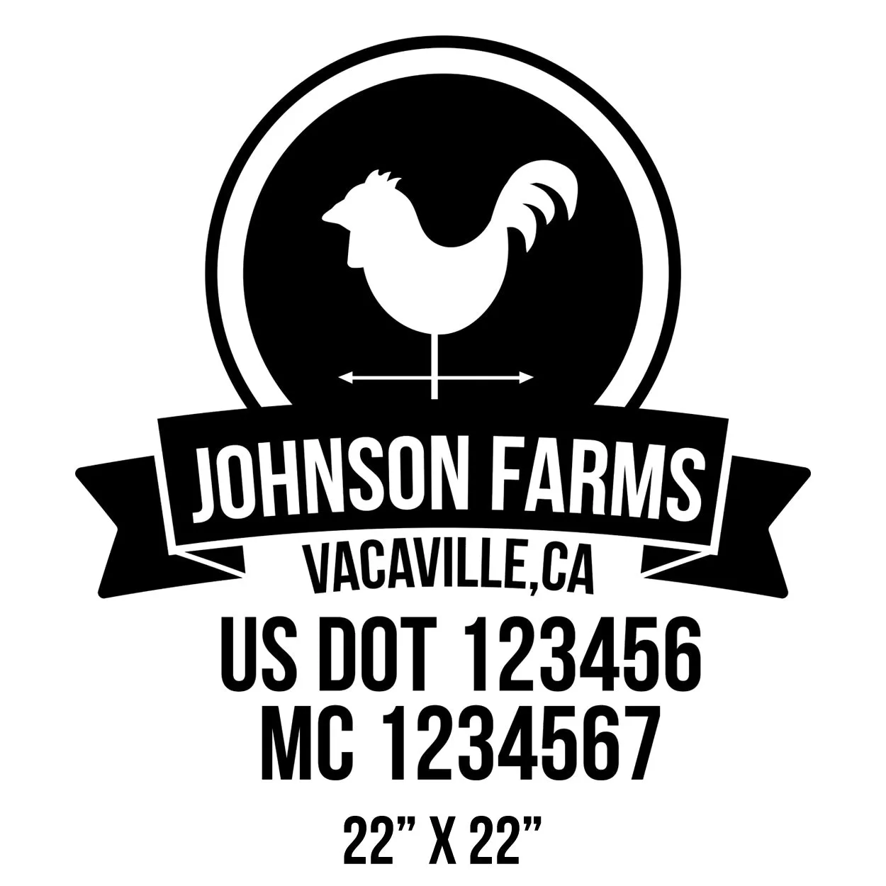 Farm Company Name Truck Decal (USDOT), 2 Pack