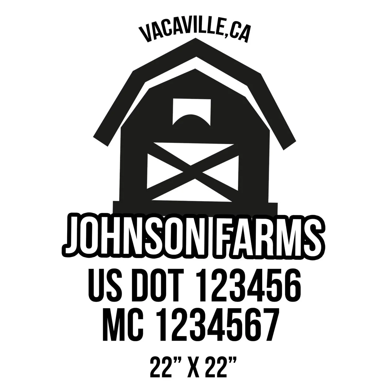 Farm Company Name Truck Decal (USDOT), 2 Pack