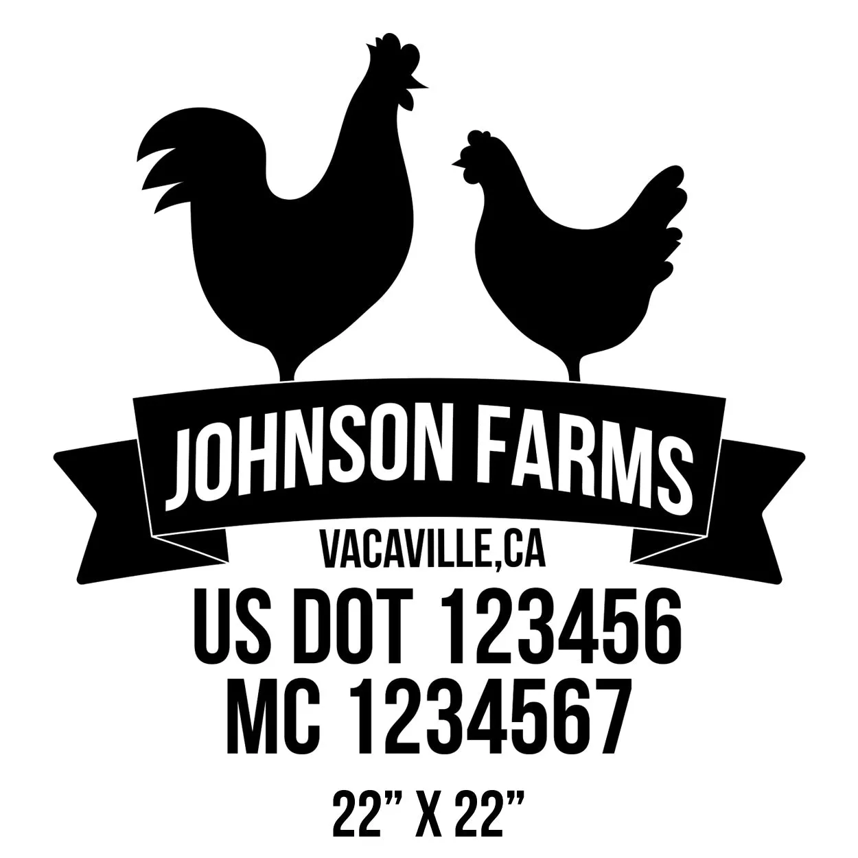 Farm Company Name Truck Decal (USDOT), 2 Pack
