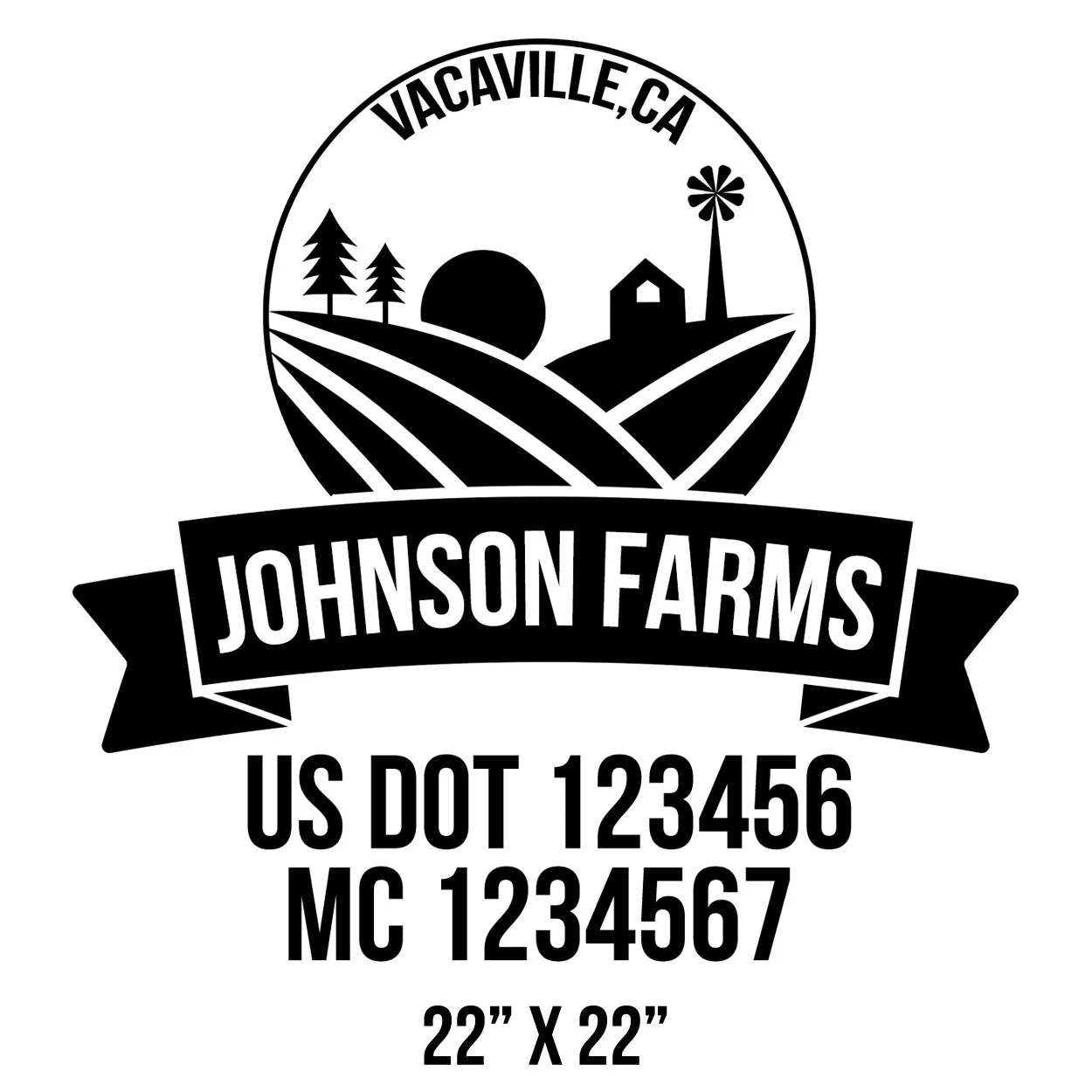 Farm Company Name Truck Decal (USDOT), 2 Pack
