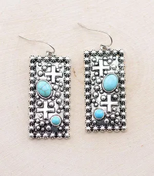 Fashion Cross Rectangle Fish Hook Earrings
