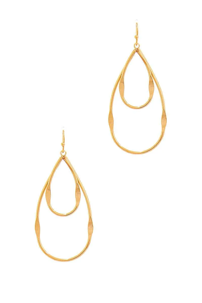 Fashion Double Tear Drop Out Line Earring