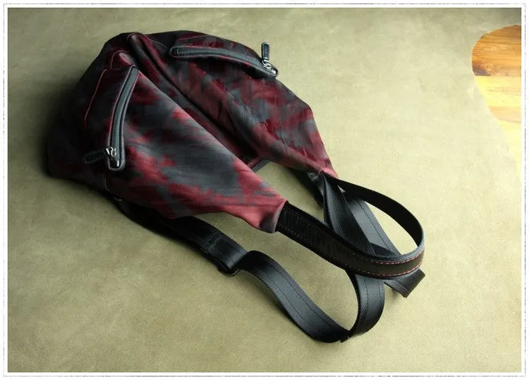 Fashion MIX Red Nylon Leather Mens Backpack Bag Large Nylon Travel Backpack Red Nylon School Backpack for Men