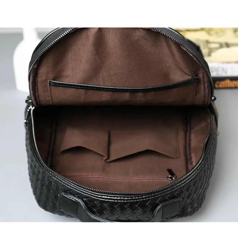 Fashion PU Woven Business Casual Backpack