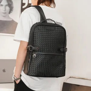 Fashion PU Woven Business Casual Backpack