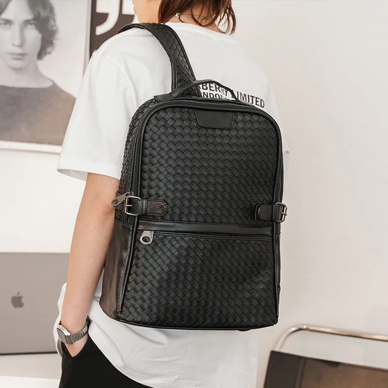 Fashion PU Woven Business Casual Backpack
