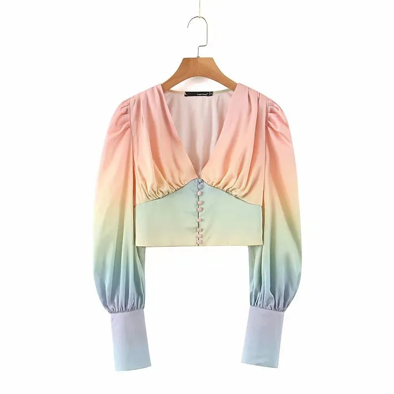 Fashion Women's Summer Bubble Sleeve Long Sleeve Shirt