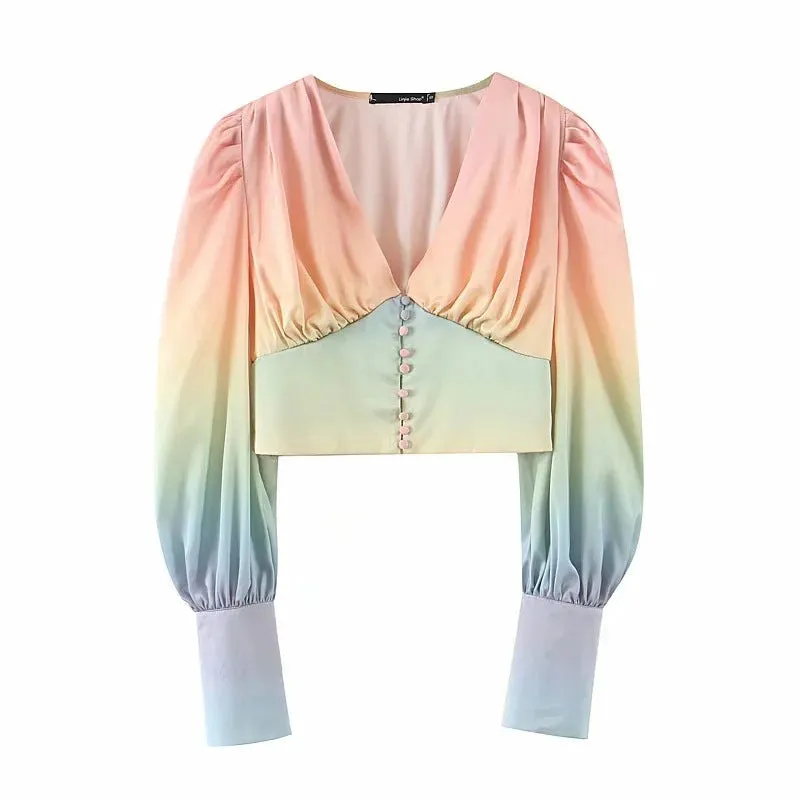Fashion Women's Summer Bubble Sleeve Long Sleeve Shirt