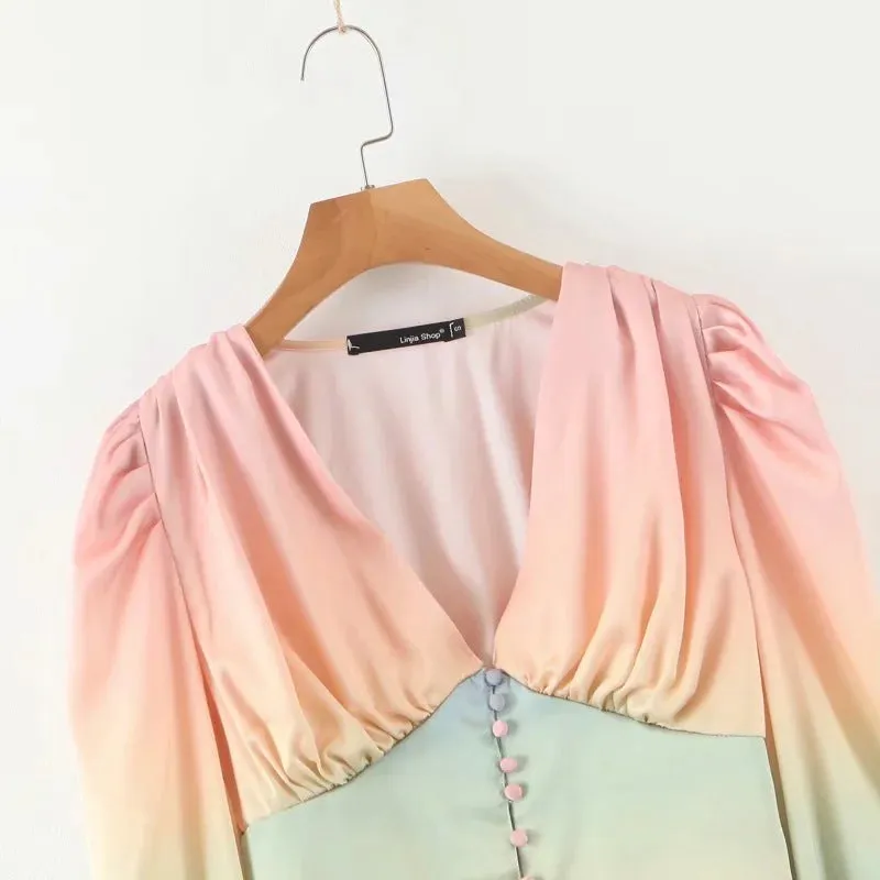 Fashion Women's Summer Bubble Sleeve Long Sleeve Shirt