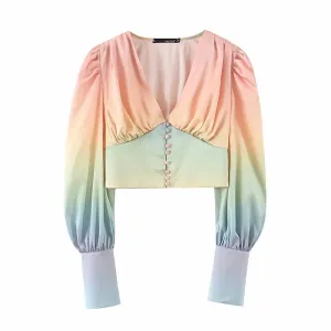 Fashion Women's Summer Bubble Sleeve Long Sleeve Shirt